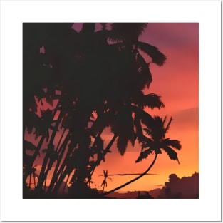 Palm Springs Sunset Digital Painting Posters and Art